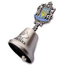 Дзвіночок 10,5 см Герб України повний металевий (срібло)
