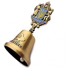 Дзвіночок 10,5 см Герб України повний металевий (золото)