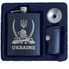 Фляга 210 мл Козак с саблей + лейка + 4 стопки