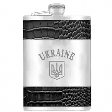 Фляга 300 мл UKRAINE WKL-022 с кожаной вставкой