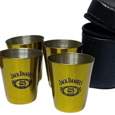 Стопки 30 мл металлические походные Jack Daniels золотистые набор 4шт