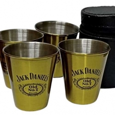Стопки 60 мл металлические походные Jack Daniels золотистые набор 4шт
