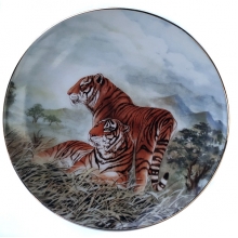 Тарелка настенная 15,5 см Тигры (керамика)