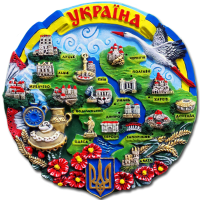 Тарелка 12 см Карта Украины (голубая)