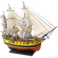Модель Корабля 54х41 см Галеон деревянный ручной работы коричнево-желтый (три мачты)