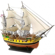 Модель Корабля 54х41 см Галеон дерев'яний ручної роботи коричнево-жовтий (три щогли)
