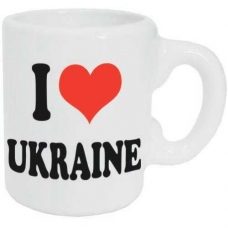 Магнит на холодильник 60х70мм Чашка I Love Ukraine белая (керамика)