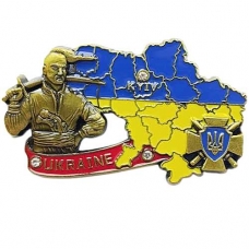 Магнит 80х50мм Карта Украины Козак с саблей металлический Магнит 80х50мм Карта Украины Козак с саблей металлический