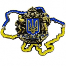 Магнит 80х55мм Карта с гербом Украины металлический Магнит 80х55мм Карта с гербом Украины металлический