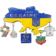 Магніт 80х90мм Карта України з символами металевий