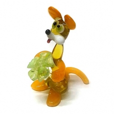 Фігурка 10 см Мишка з зеленою квіткою (скло)