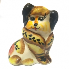 Фігурка 10 см Собака в шубі кольорова (порцеляна)