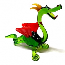 Фигурка 11 см Дракон Хевен зелено-красный (стекло)