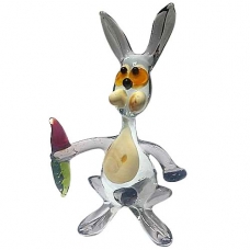 Фігурка 11 см Кролик із морквою сірий (скло)