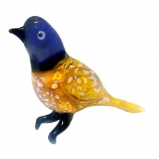 Фігурка 11 см Пташка жовто-синя (скло)