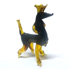 Фігурка 10 см Собака пудель чорно-бурштиновий (скло)