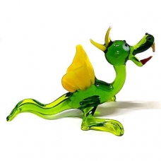 Фігурка 12 см Дракон Дорго зелено-жовтий (скло)