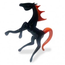 Фігурка 13,5 см Кінь чорно-помаранчевий (скло)