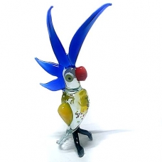 Фігурка 13,5 см Папуга з синім гребенем (скло)