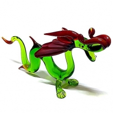 Фигурка 14,5 см Дракон китайский зелено-красный (стекло)