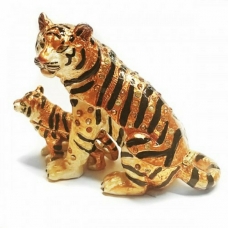 Шкатулка 7 см Тигр с тигренком (металлическая)