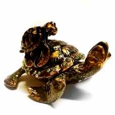 Шкатулка 8,5 см Черепаха з черепашенком (металева)