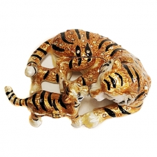Шкатулка 9 см Тигр с тигренком (металлическая)