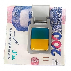 Затискач для грошей Прапор України металевий прямокутний
