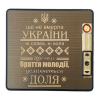 Портсигар с зажигалкой USB на 20 сигарет с подачей Гимн Украины A33649U1 серый 