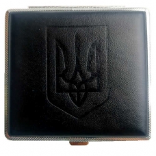 Портсигар на 20 звичайних сигарет (чорний) Україна Тризуб P20-UA